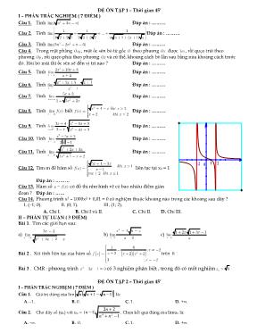 Đề ôn tập 1 - Giới hạn 11